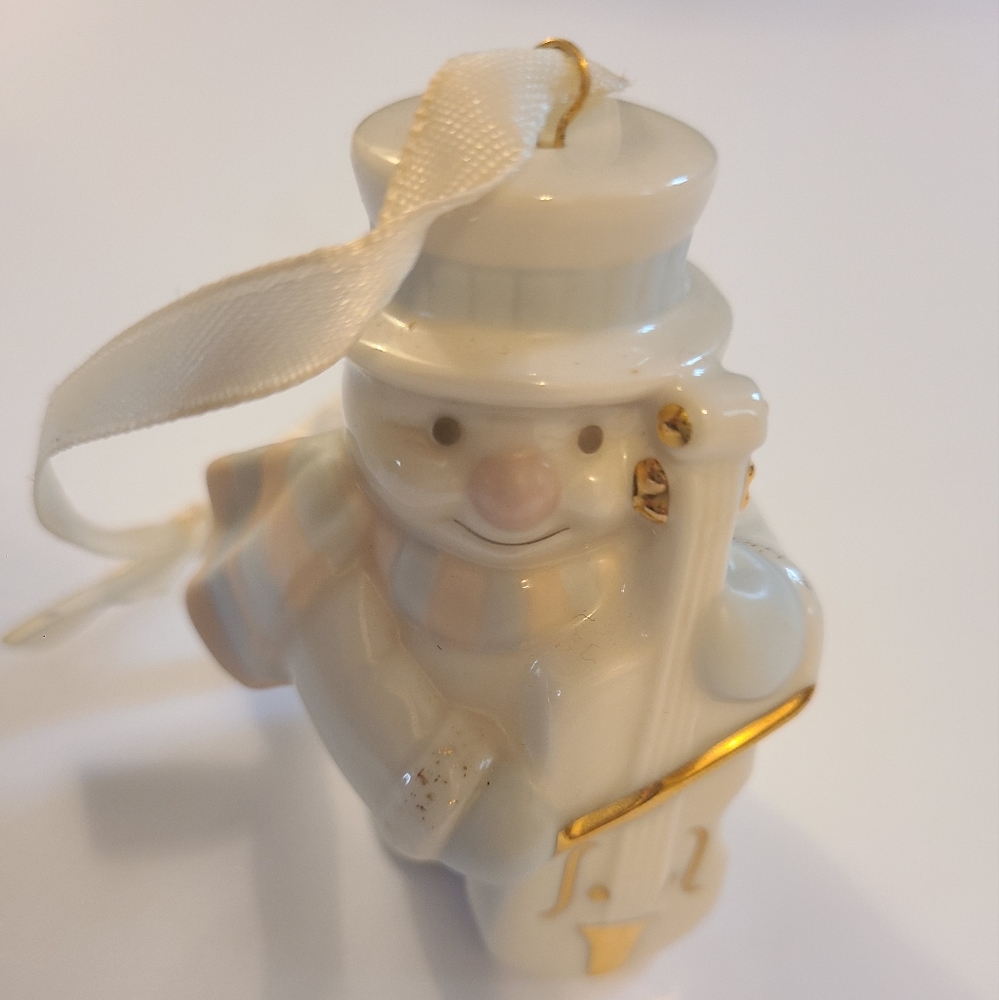 Lenox Snowman Playing the Cello Cream Porcelain
